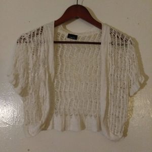 Off-White Crocheted Bolero Style Shrug